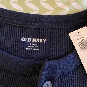 NWT Old Navy Mens Waffle-knit Henley, L tall